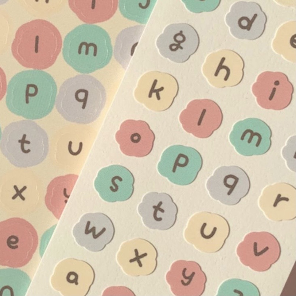 Sticker chữ cái cute font chữ dễ thương STI58 sticker chữ tiếng anh viền hoa trang trí sổ- BÚT ĐẸP