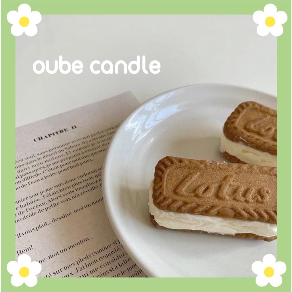Nến Thơm Tạo Hình Hình Bánh Quy Lotus Yêu Cực - Nến Thơm Tinh Dầu Trang Trí Làm Quà Tặng | Oube Candle NT75