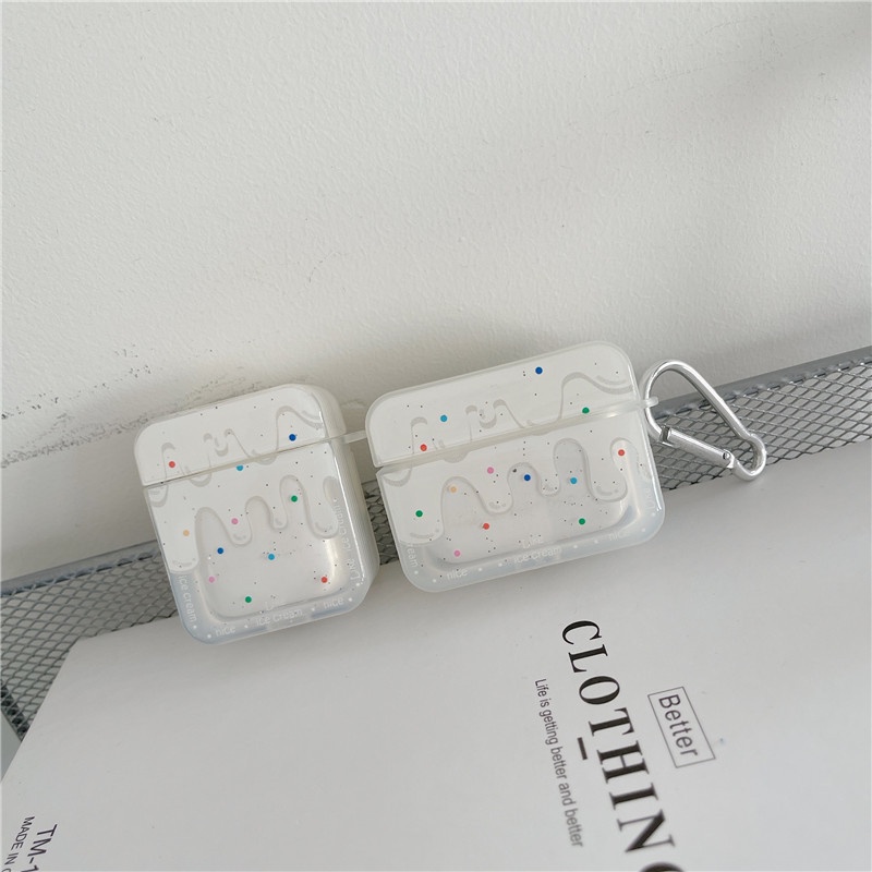 Case airpod 3 vỏ airpod 1 2 Pro Hình Ice Cream Kem Trắng - MON STORE