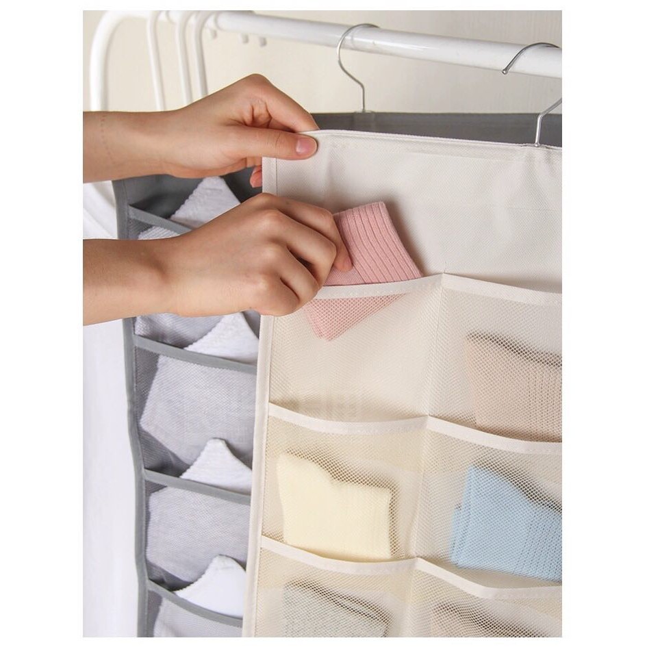 Túi vải treo đồ 2 mặt 6 tầng nhiều ngăn tiện dụng (giao màu ngẫu nhiên) - shop8868