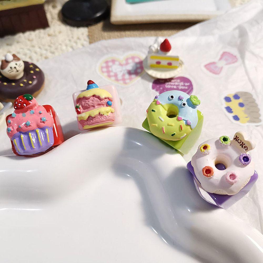 Mxbeauty Nhẫn Resin Hình Bánh Donut / Dâu Tây Phong Cách Hàn Quốc Cho Nữ