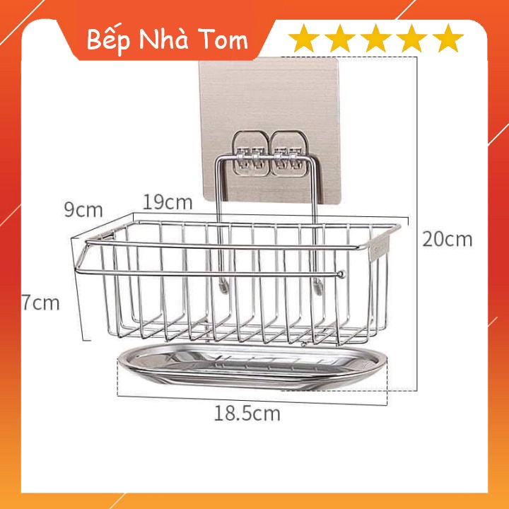 Kệ Inox Đựng Đồ Rửa Chén Kèm Khay Hứng Nước Dán Tường Tiện Lợi