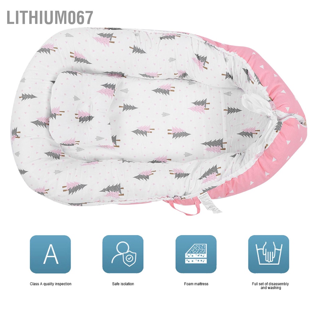 Lithium067 Baby Lounger Gấp di động Giường làm tổ cho trẻ sơ sinh ngủ mềm Nệm nôi
