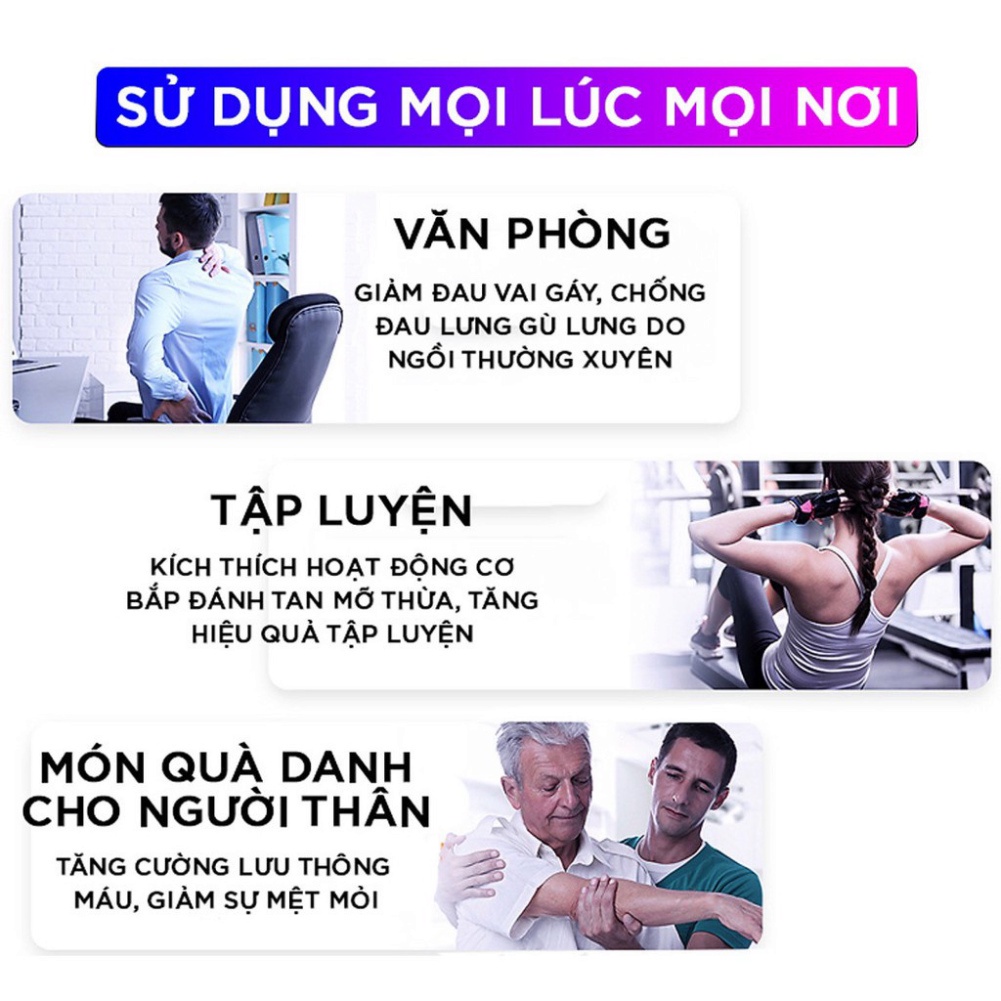 Máy massage cầm tay cổ vai gáy 4 đầu 6 chế độ, Máy đấm lưng rung mát xa giúp giãn cơ bắp đùi chân, đỡ mỏi toàn thân M8