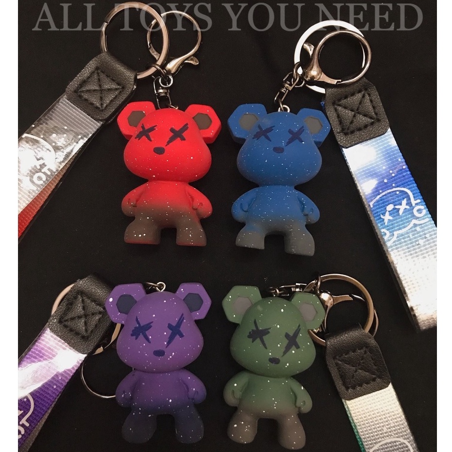 Móc khóa Bearbrick ombre thiên hà chất đá siêu đẹp - móc khóa bearbrick đá màu ombre vẩy mực siêu xị