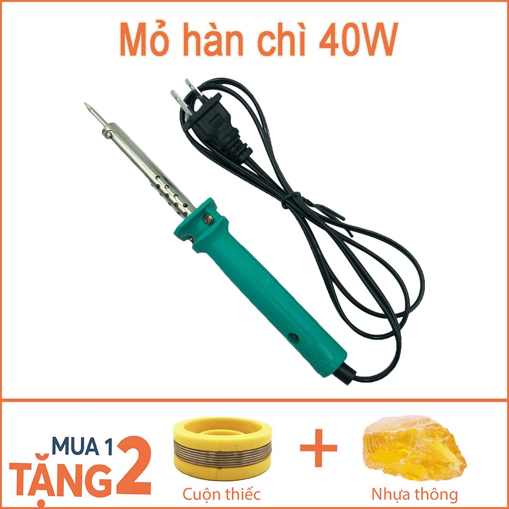 Mỏ hàn nhiệt 40W tặng kèm cuộn thiếc và nhựa thông - Mỏ hàn chì