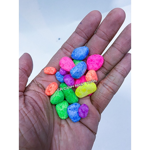 ĐÁ TRANG TRÍ HỒ CÁ NON BỘ ĐỦ MÀU VIÊN LỚN 550G