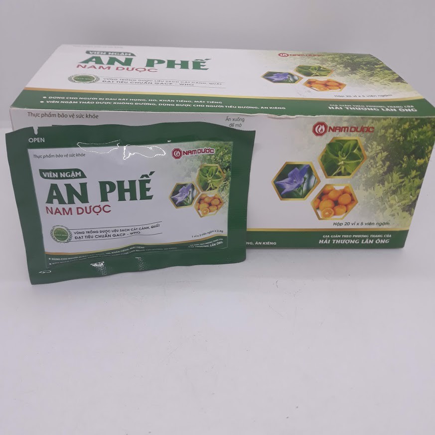 Viên ngậm An Phế Nam dược hộp 20 vỉ x 5 viên