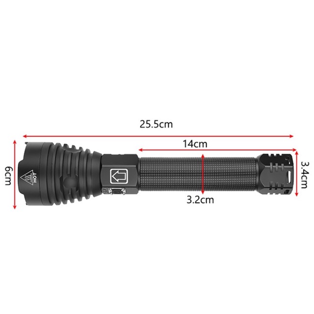 Đèn Pin Siêu Sáng XHP90 Zoom Xa Gần Được Có Dây Đeo Sạc USB Pin 26650 21700 18650