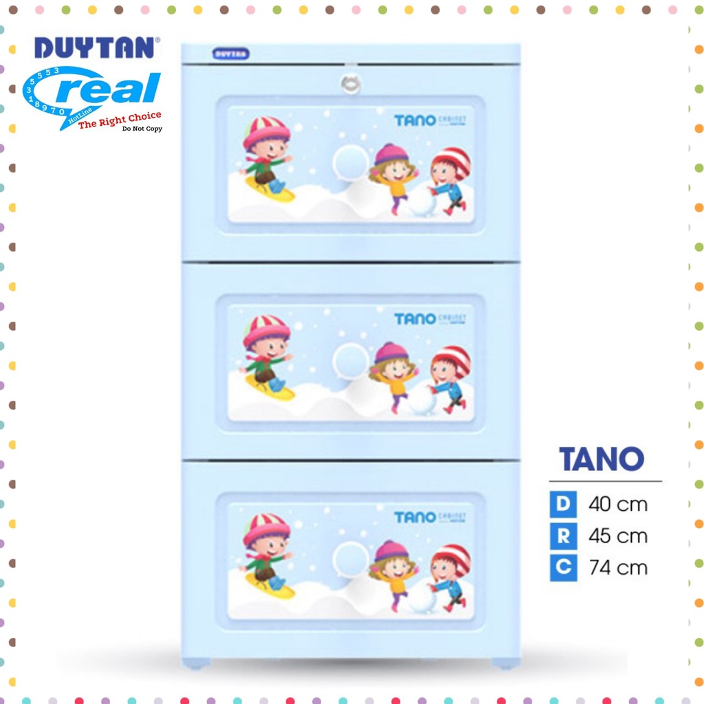 Tủ nhựa duy tân TANO 3 Ngăn Kích thước N40 x R 45 x Cao 74cm