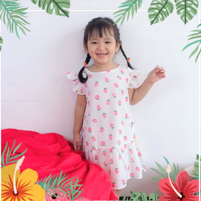 Váy babydoll mặc hè cho bé gái vải đũi lạnh Áo Lá Homewear