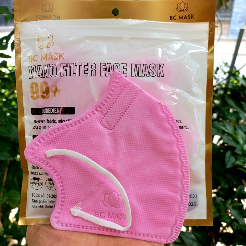 Khẩu trang N99 6d Bảo Châu BC Mask, công nghệ nano 5 lớp lọc kháng khuẩn 99%, túi 5 cái, nhiều màu sắc, cotienshop87