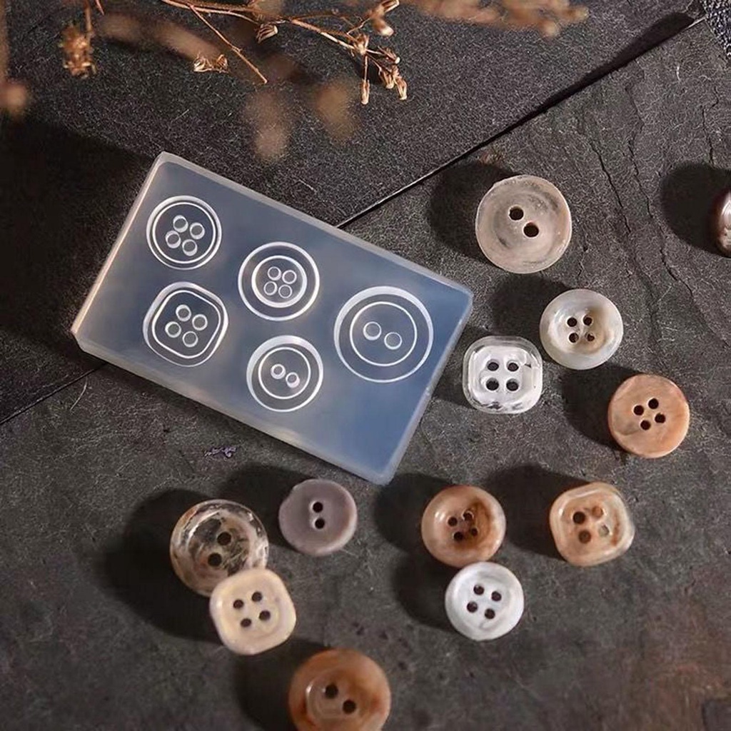 Khuôn Silicone Tạo Hình Nút Áo Màu Hổ Phách Phong Cách Nhật Bản DIY|Khuôn Epoxy Chạm Khắc Trang Trí Bánh Kem