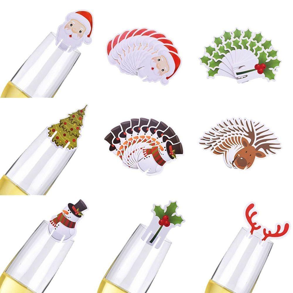 YIYU 1 Thẻ Trang Trí Ly Rượu Chủ Đề Giáng Sinh