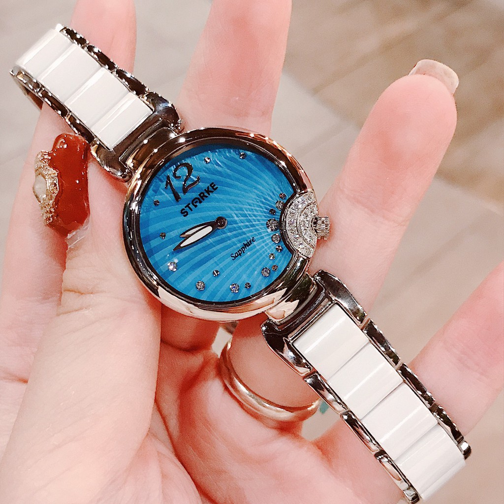 Đồng hồ nữ STARKE Primaluna SK053AL-SSW màu Silver mix ceramic cực xinh - BẠCH DƯƠNG HÀNG HIỆU