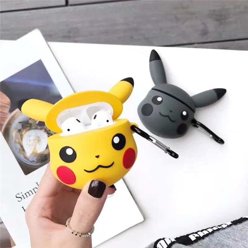 Vỏ Bảo Vệ Hộp Sạc Tai Nghe Bluetooth Không Dây Airpods 2 i11 i12 A1 A2 Bằng Silicon Hình Pikachu Dễ Thương Ốp