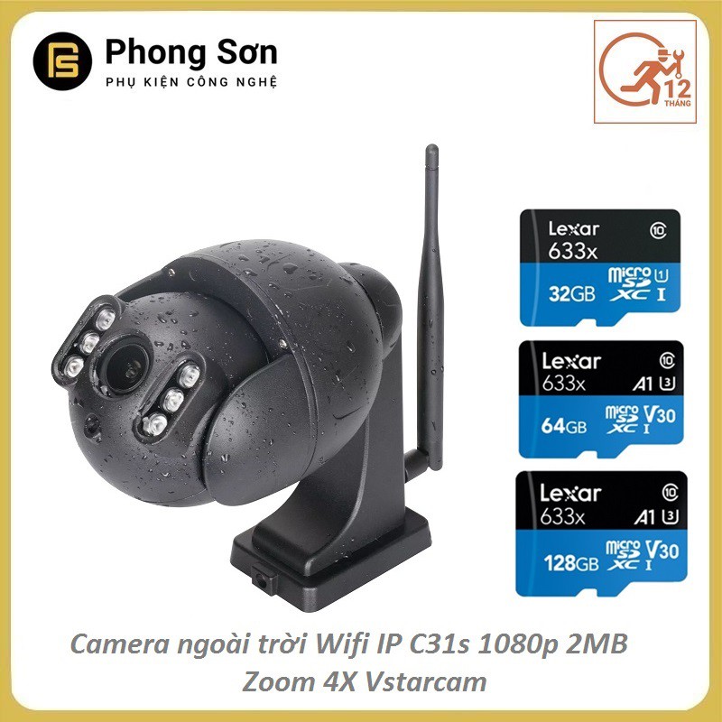 Camera giám sát Wifi IP ngoài trời C31S 1080p - 2MB zoom 4X Vstarcam - Có ghi âm thanh