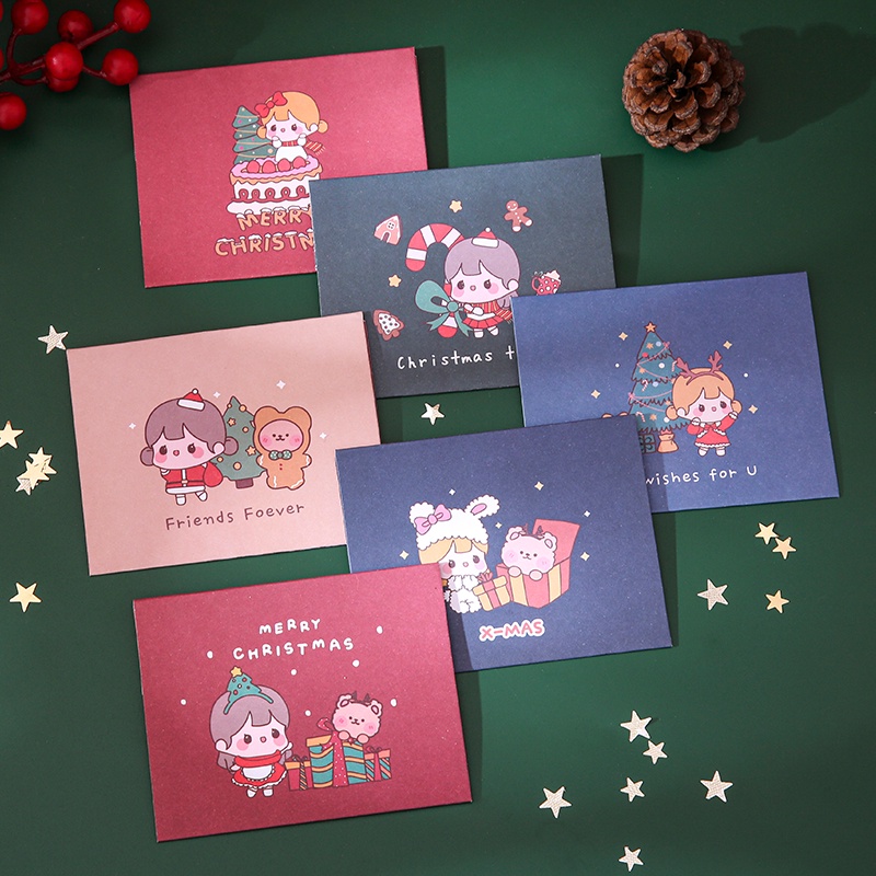 Set 6 thiệp chúc mừng giáng sinh đơn giản đáng yêu