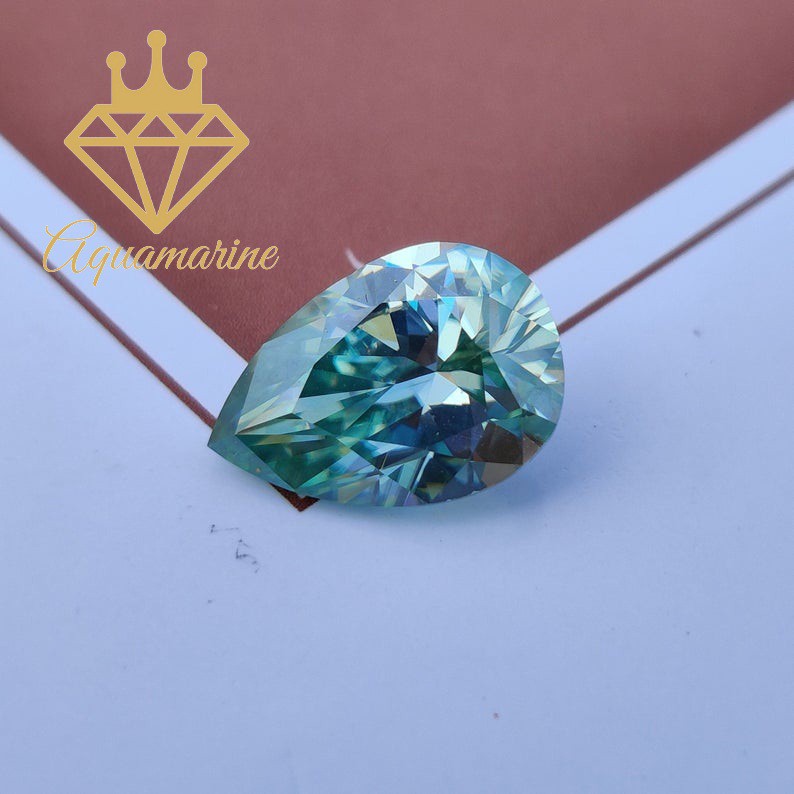 Kim cương nhân tạo Moissanite Pear Blue