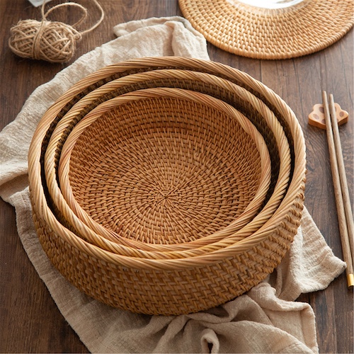 Rổ mây size nhỏ đựng đồ nhiều kích thước - Bát mây guột decor trang trí chụp hình - Rattan Bowl