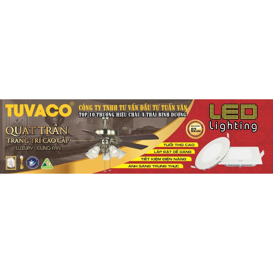 Quạt Trần Trang Trí Cổ Điển TUVACO C600A7-27B có đèn led 3 màu