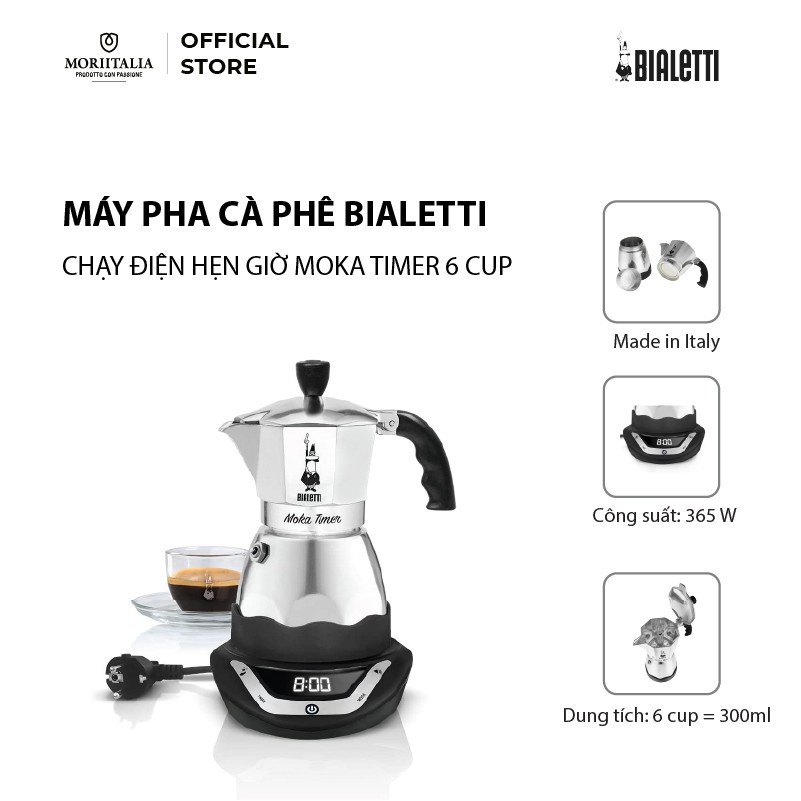 Máy pha cafe Bialetti chạy điện hẹn giờ Moka Timer 6 cup 6TZ 2015 - 0006093