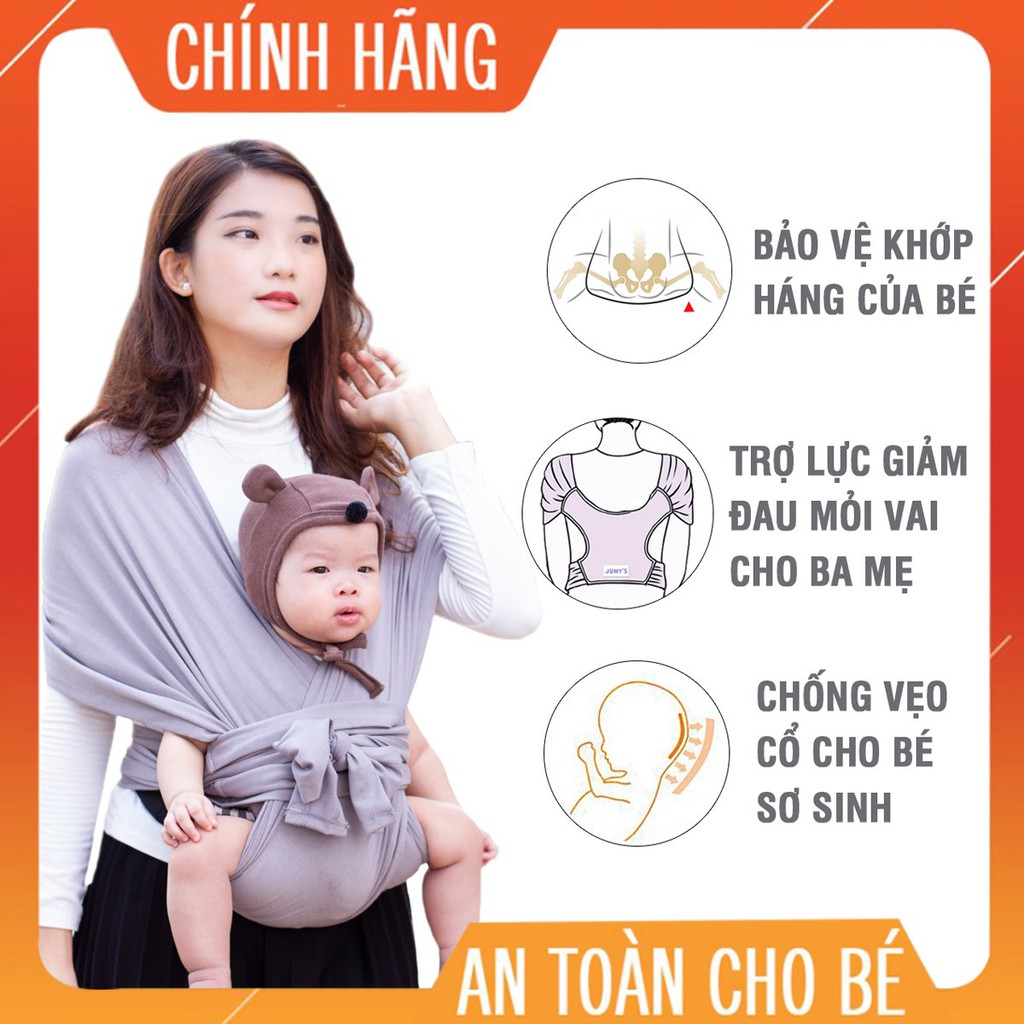 Địu vải em bé JUMY - chất vải cotton thoáng mát giúp bé ngủ say mẹ rảnh tay - Nhiều màu