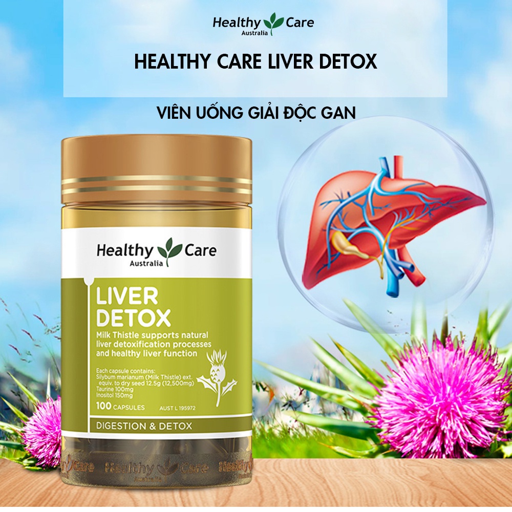 Combo 3 hộp Viên uống thải độc gan Healthy Care Liver Detox 100 viên