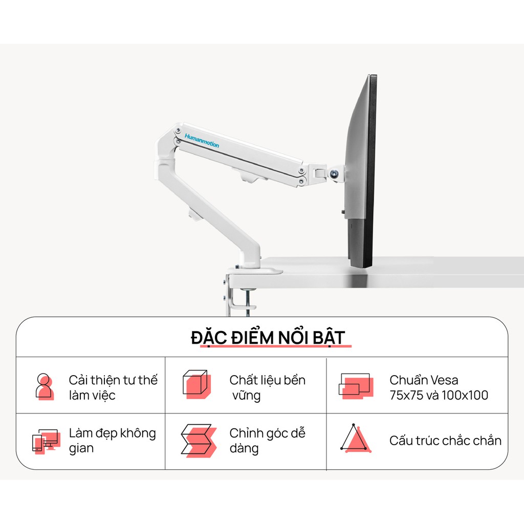 [Mã 159ELSALE hoàn 7% đơn 300K] Giá treo màn hình máy tính Human Motion T6