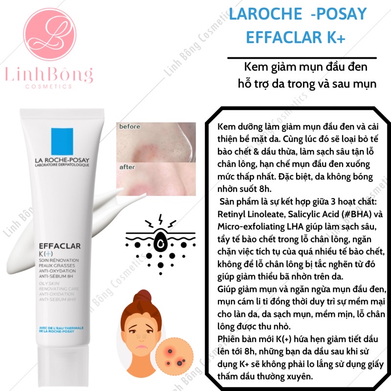 KEM GIẢM MỤN ĐẦU ĐEN LA ROCHE - POSAY K+