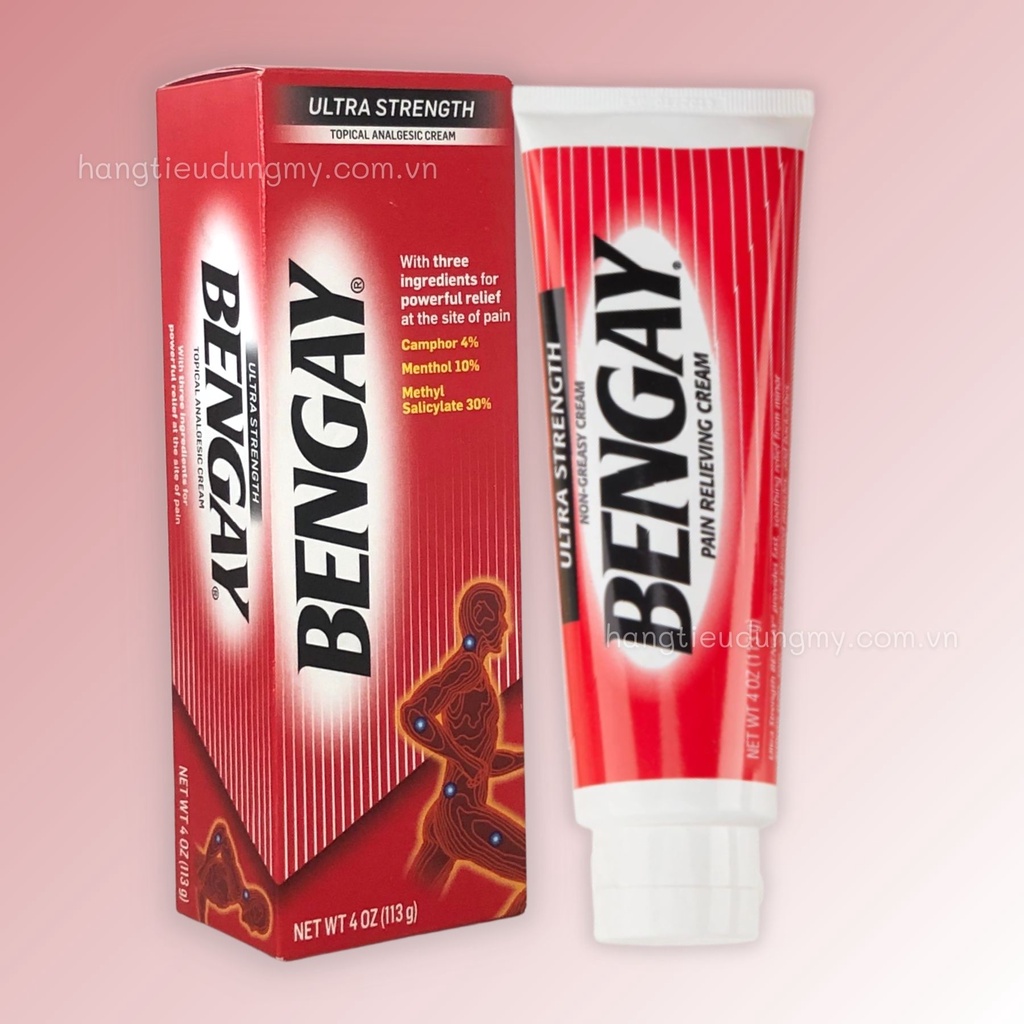 HÀNG MỸ- KEM XOA BÓP GIẢM ĐAU NHỨC BENGAY ULTRA STRENGTH NON-CREASY CREAM 113g