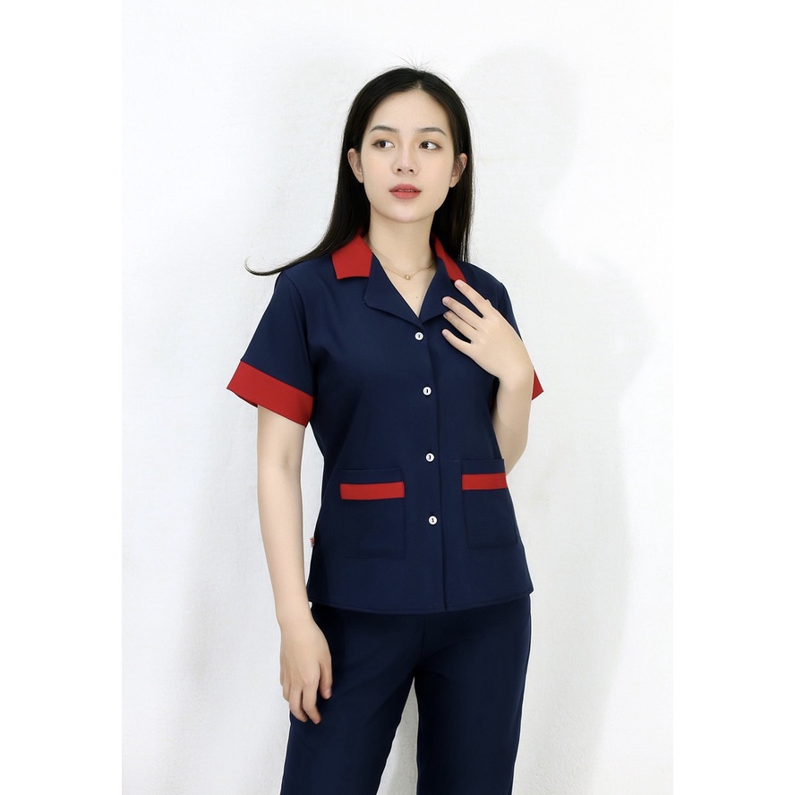 Bộ đồ bộ Pijama XANH ĐEN PHA CỔ ĐỎ CỰC XINH vải siêu lụa  - Thoải Mái Nhẹ Nhàng co giãn nhẹ