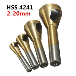 Bộ 4 mũi doa lỗ kim loại dạng đầu nón lỗ phay xiên 2-20mm phủ Titamium