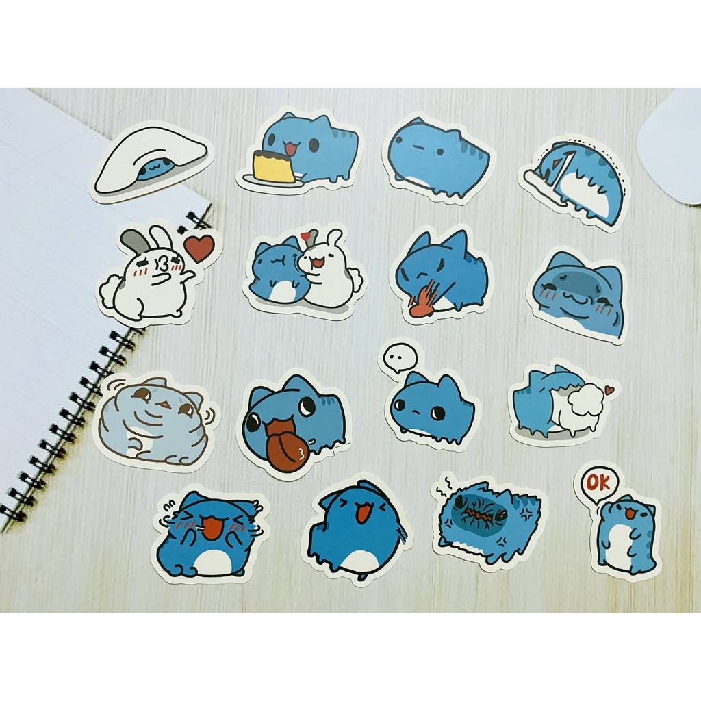 Sticker mèo Capoo dán trang trí laptop, máy tính bỏ túi, vali, điện thoại, đàn ghita, hộp bút