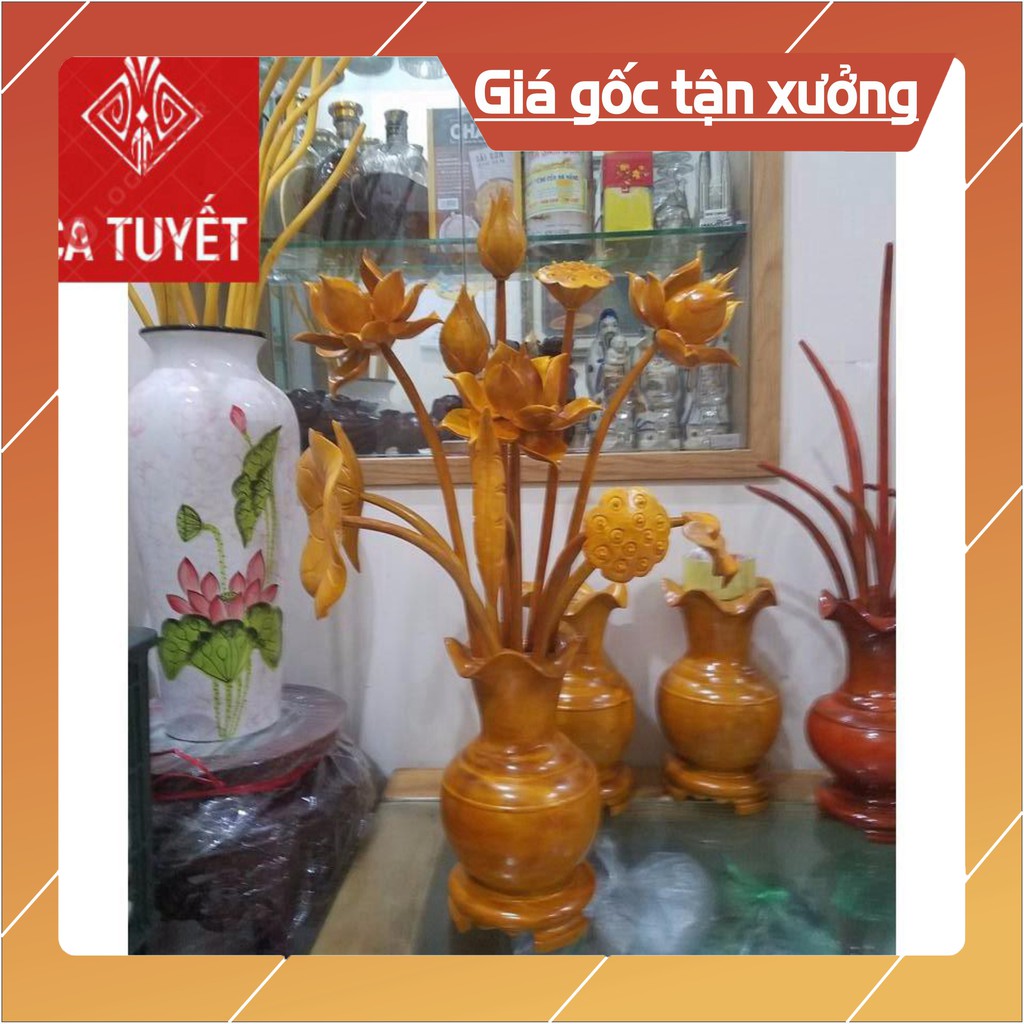 [Nội Thất Mộc] BÌNH HOA SEN LÀM BẰNG GỖ MÍT