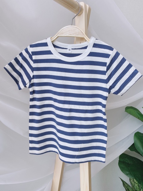 Áo Phông Kẻ Cộc Tay MUJI Cho Bé Trai Gái 1-8 Tuổi