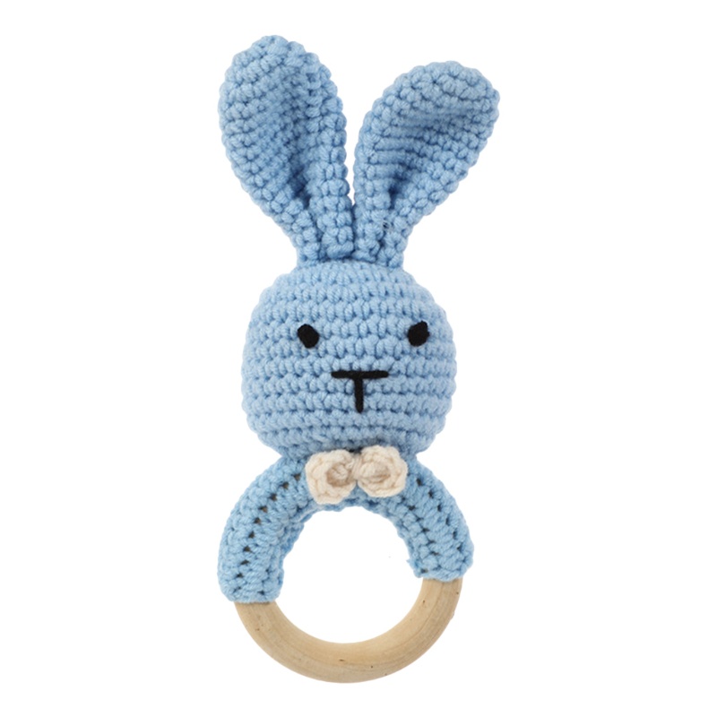 Đồ Chơi Vòng Lục Lạc Hình Thỏ Đan Móc Thủ Công Cho Bé Sơ Sinh Mọc Răng
