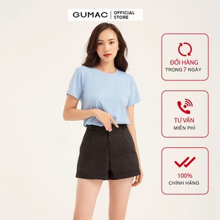Áo thun nữ in stay GUMAC màu xanh thiết kế basic ATB155