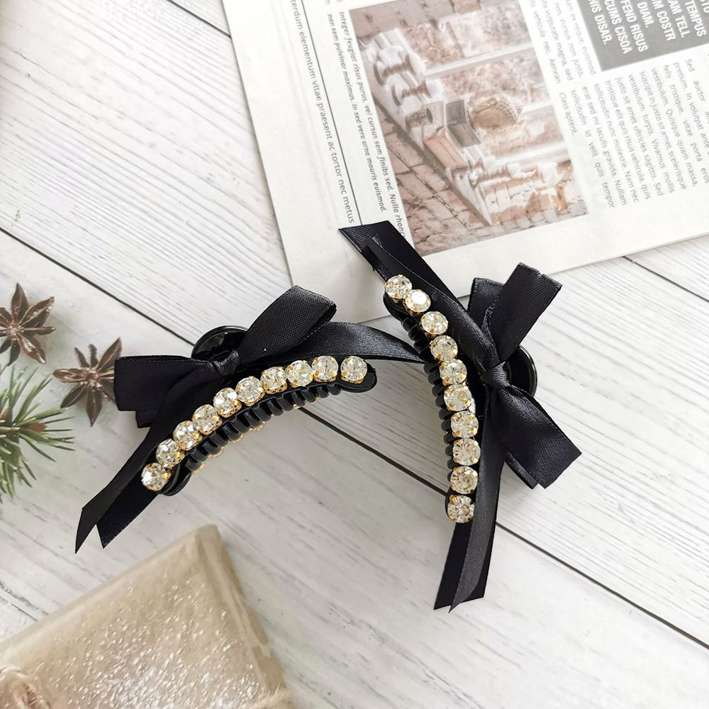 Kẹp Tóc Đuôi Ngựa Hình Nơ Lấp Lánh Phong Cách Hàn Quốc Cổ Điển Cho Nữ