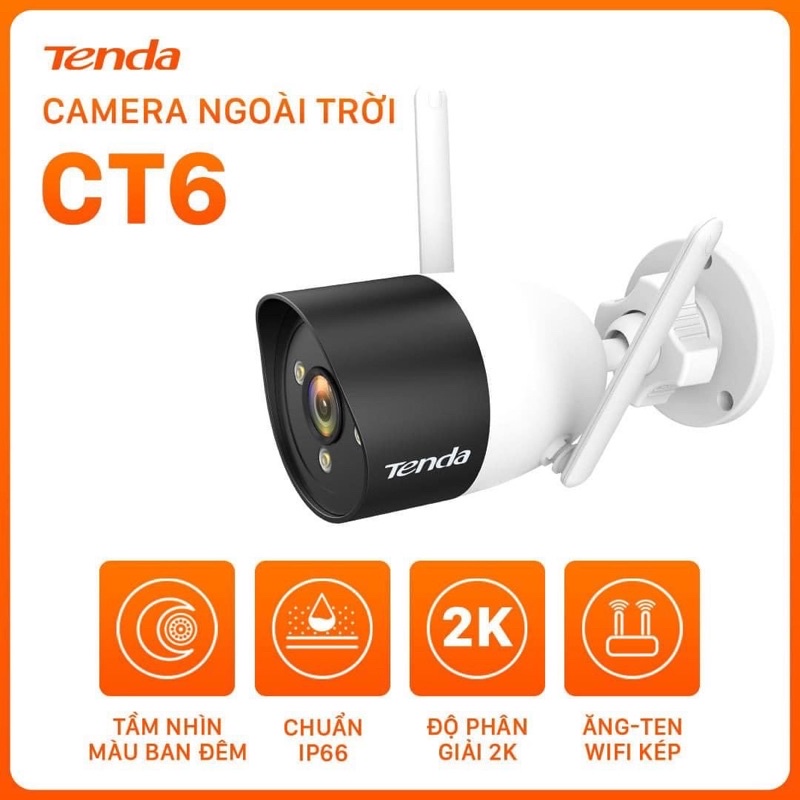 Camera IP Wifi Tenda CP3 1080P FullHD 360° cam ngoài trời CT6 2k full màu ban đêm đèn còi báo động tai chỗ | BigBuy360 - bigbuy360.vn