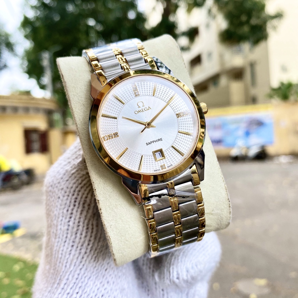 Đồng Hồ Nam Omega Dây Thép Khung Thép Chống Xước, Chống Nước - TẶNG 1 Vòng tỳ Hưu + 1 pin AG4