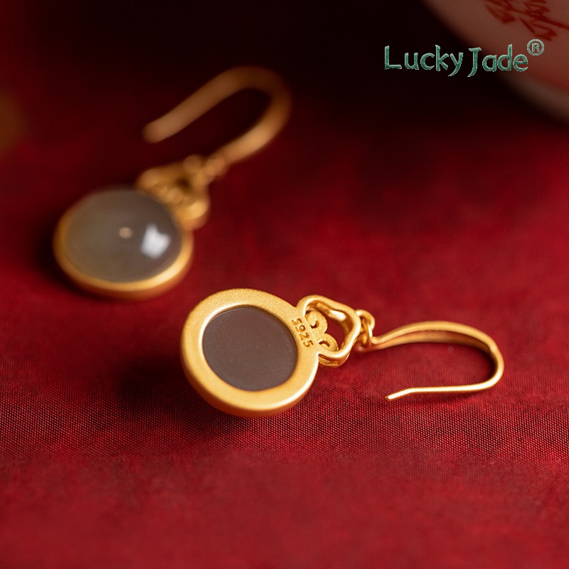 Bông Tai Mạ Bạc 925 Hình Móng Vuốt Đính Đá Ngọc Bích Thời Trang Cho Nữ