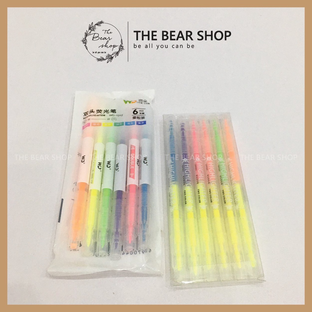 Set bút dạ quang 6 màu - Lẻ 1 màu hàng loại 1 trang trí sổ quà tặng 8 tháng 3 - The Bear Shop