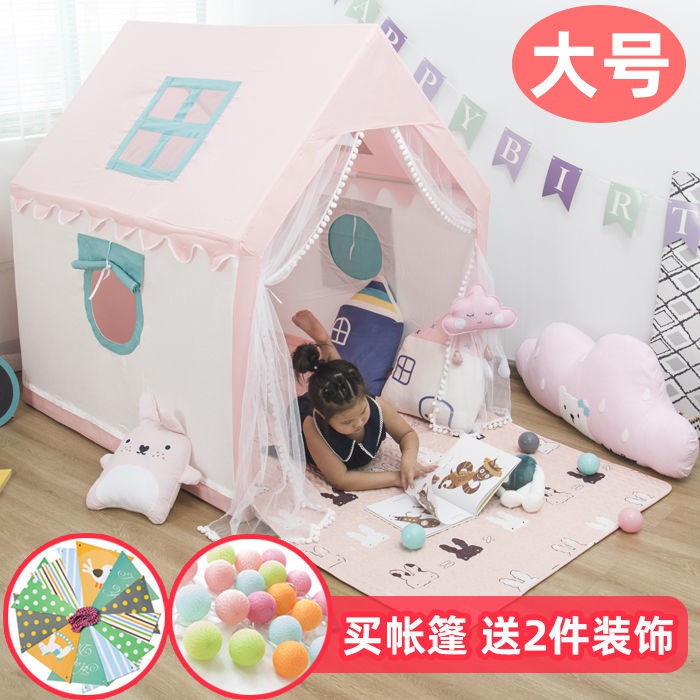 Lều cho trẻ em chơi nhà bé lâu đài công chúa gái trong màu hồng đồ ngôi nhỏ giường tách quà tặng