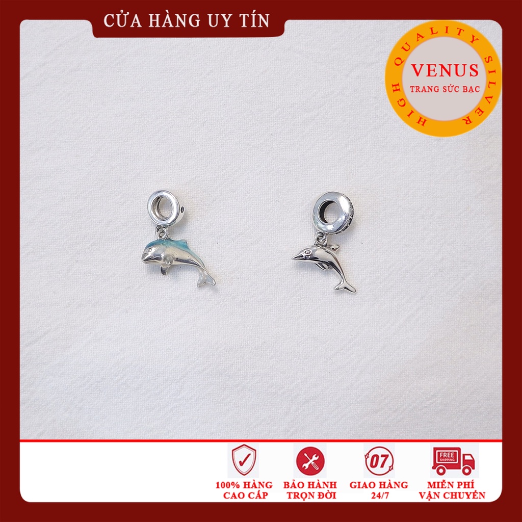 [Charm bạc 925 cao cấp] Charm treo cá heo- Mã sản phẩm VENUST12