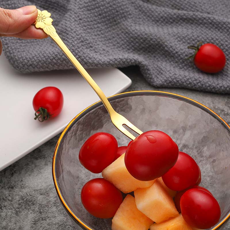 Nĩa ăn trái cây hai tầng bằng thép không gỉ