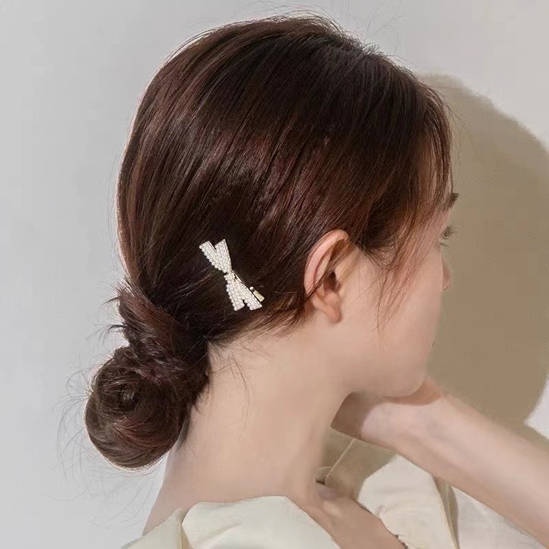 Kẹp Tóc Mỏ Vịt Đính Ngọc Trai Phong Cách Hàn Quốc Ngọt Ngào Cho Nữ