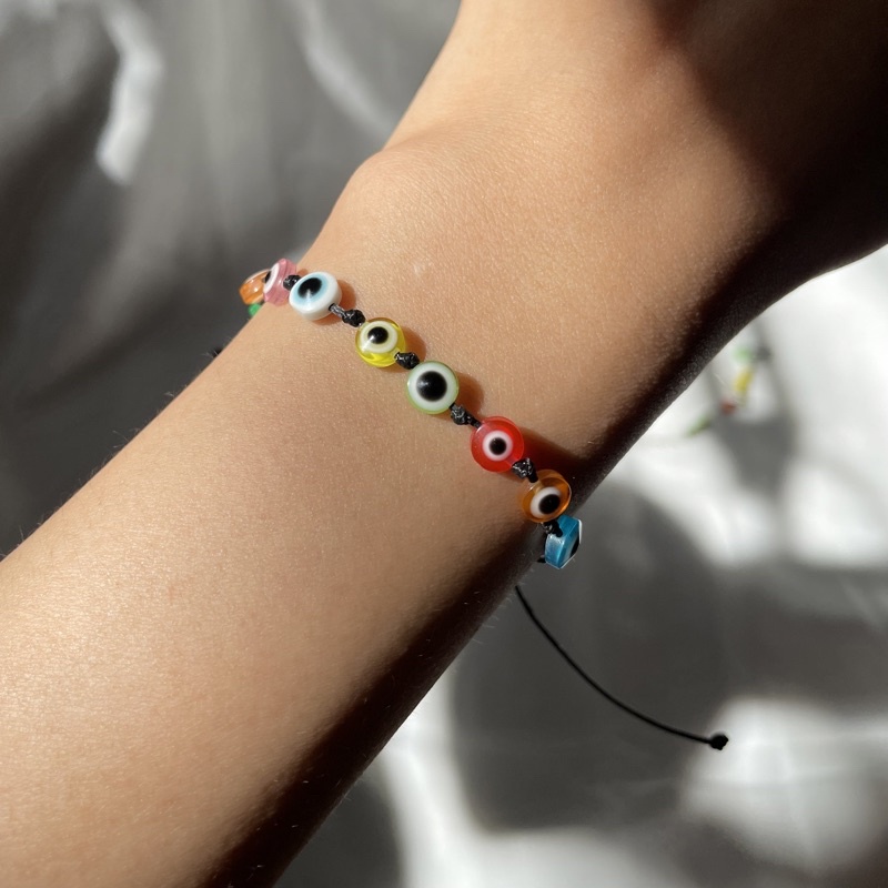 Vòng tay mắt quỷ - ngũ sắc nhiều màu - dây rút Madde