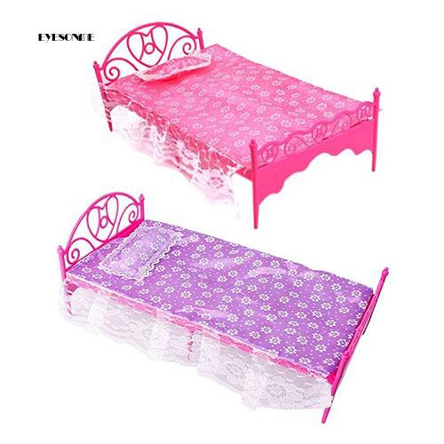 Bộ Giường Ngủ Bằng Nhựa Nhỏ Dành Cho Nhà Búp Bê