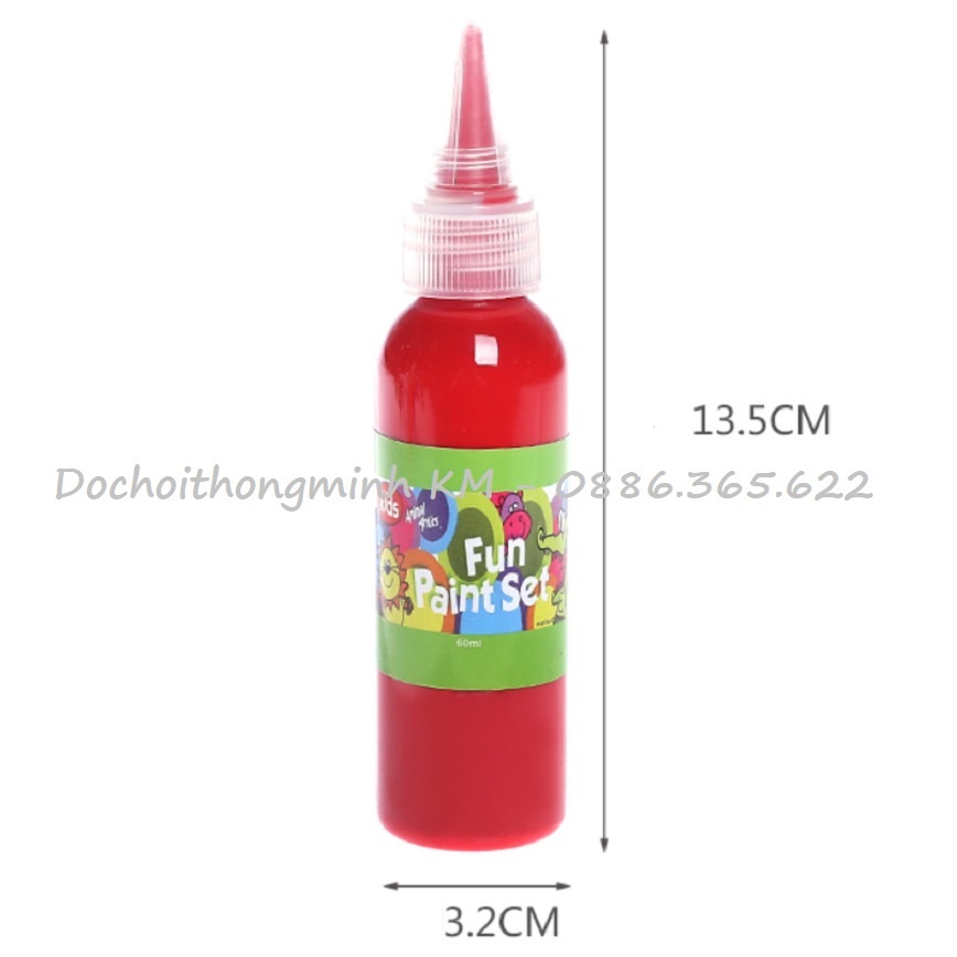 Sơn màu an toàn Acrylic 3D - set 6 màu 12 màu dung tích 60ml/ lọ